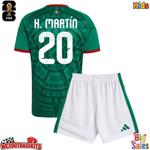 Mexico Henry Martin #20 Replica Home Stadium Kit for Kids World Cup 2026 Short Sleeve (+ pants)